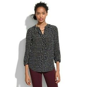 Madewell Silk Poet Blouse in Paintdot - XS